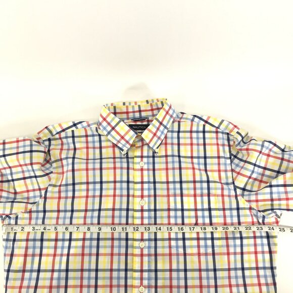 Nautica Short Sleeve Button Down Shirt Men's Large 100% Cotton Wrinkle Resistant - Picture 7 of 10